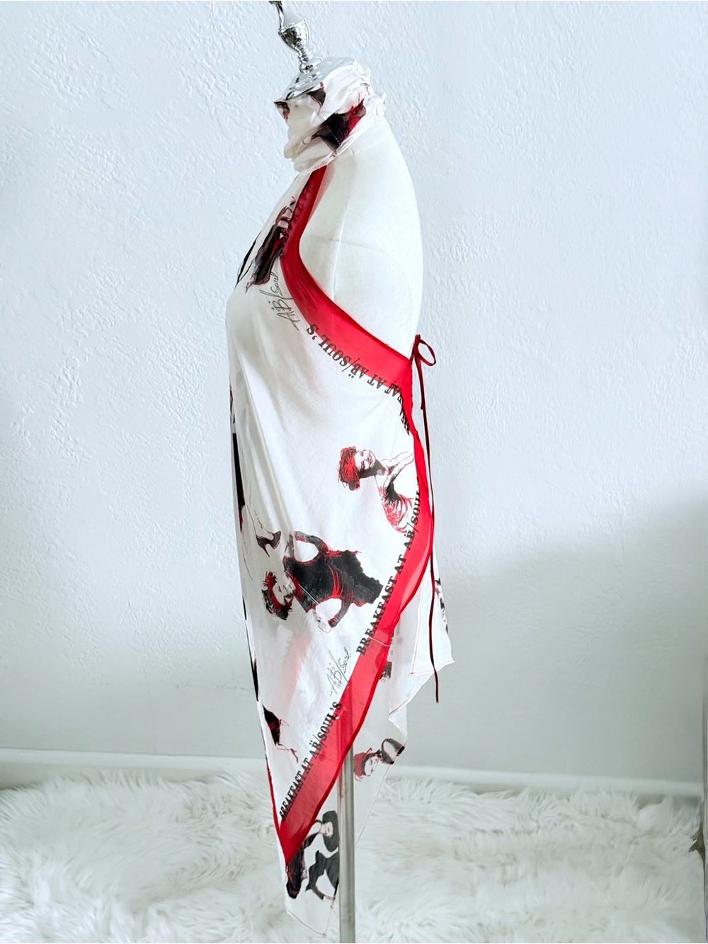 Rare Editorial VTG AB/SOUL Italy Silk Y2K Graphic Halter Dress Tunic Euro-Chic - Picture 4 of 16